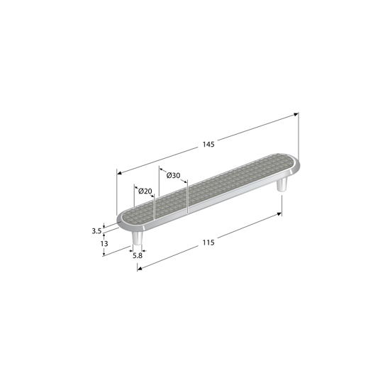 Ledelinje sink 145 x 30 x 3,5/13mm diamond ilegg lys grå