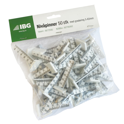 Nivåpinner gradert 5-65mm 50 stk IBG
